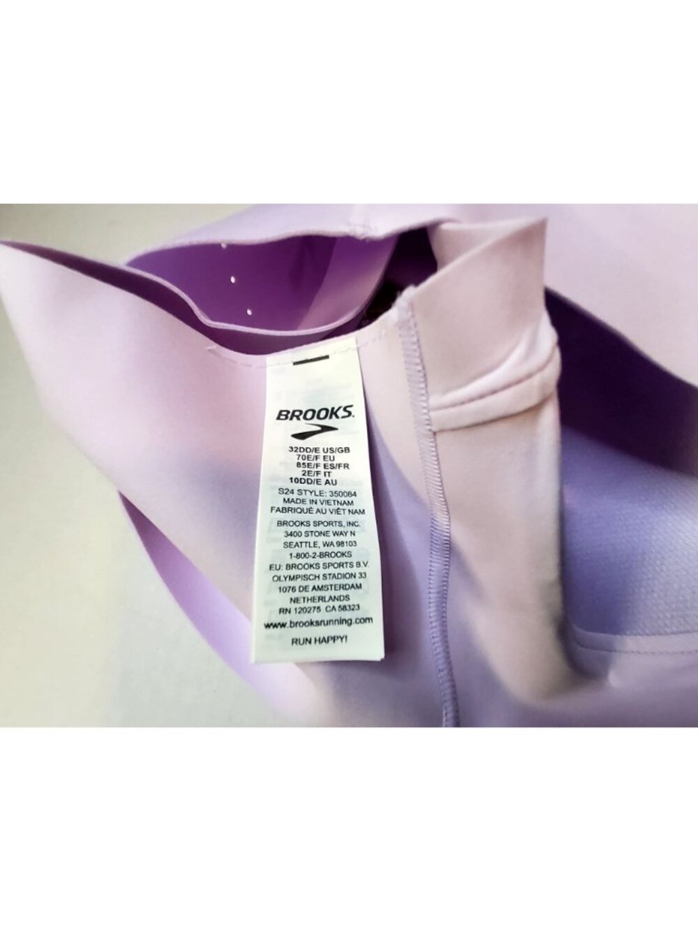 Brooks Womens Dare Crossback Run Bra 32DD Lavender Purple High-Impact Support - Picture 7 of 10